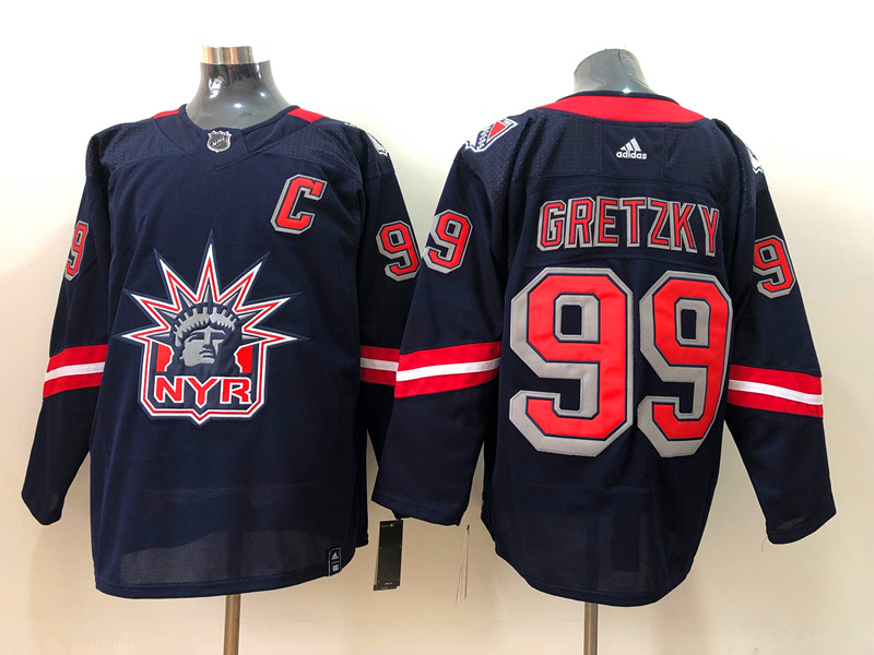 Men's New York Rangers Wayne Gretzky #99 Navy Jersey